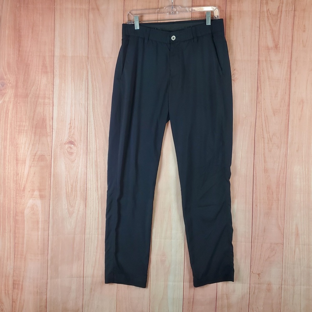 Under Armour Showdown Pants Men 31 X 31 Black Nylon Logo Tapered Leg Performance